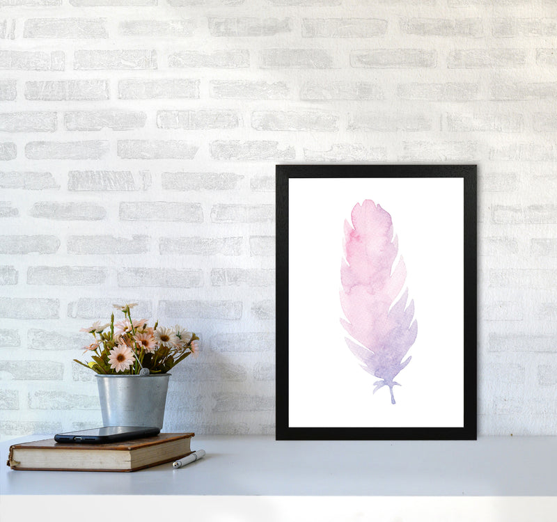 Pink Watercolour Feather Modern Print A3 White Frame