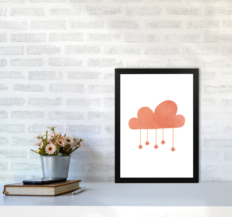 Peach Cloud Watercolour Modern Print A3 White Frame