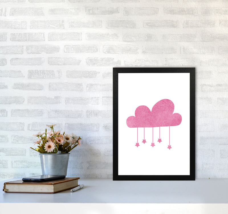 Pink Cloud Watercolour Modern Print A3 White Frame