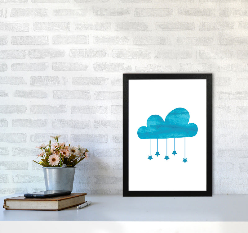Turquoise Cloud Watercolour Modern Print A3 White Frame