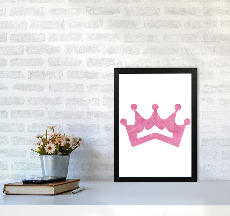 Pink Crown Watercolour Modern Print A3 White Frame