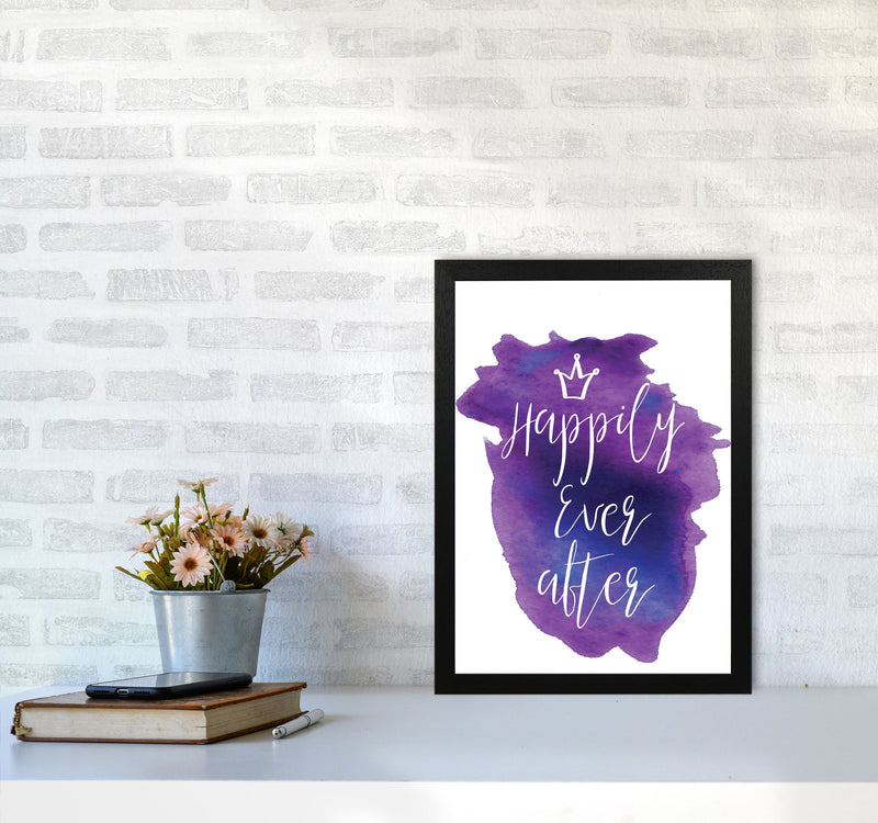 Happily Ever After Purple Watercolour Modern Print A3 White Frame