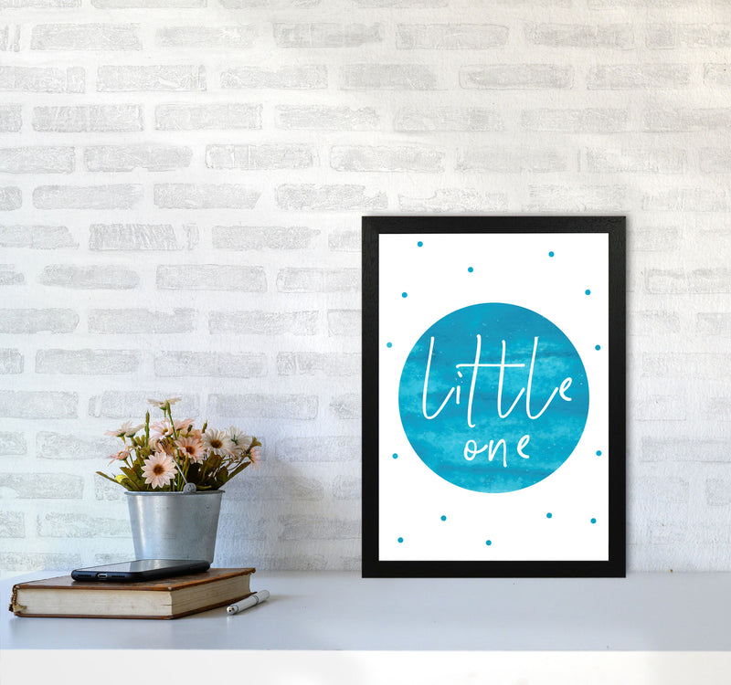 Little One Turquoise Watercolour Modern Print A3 White Frame