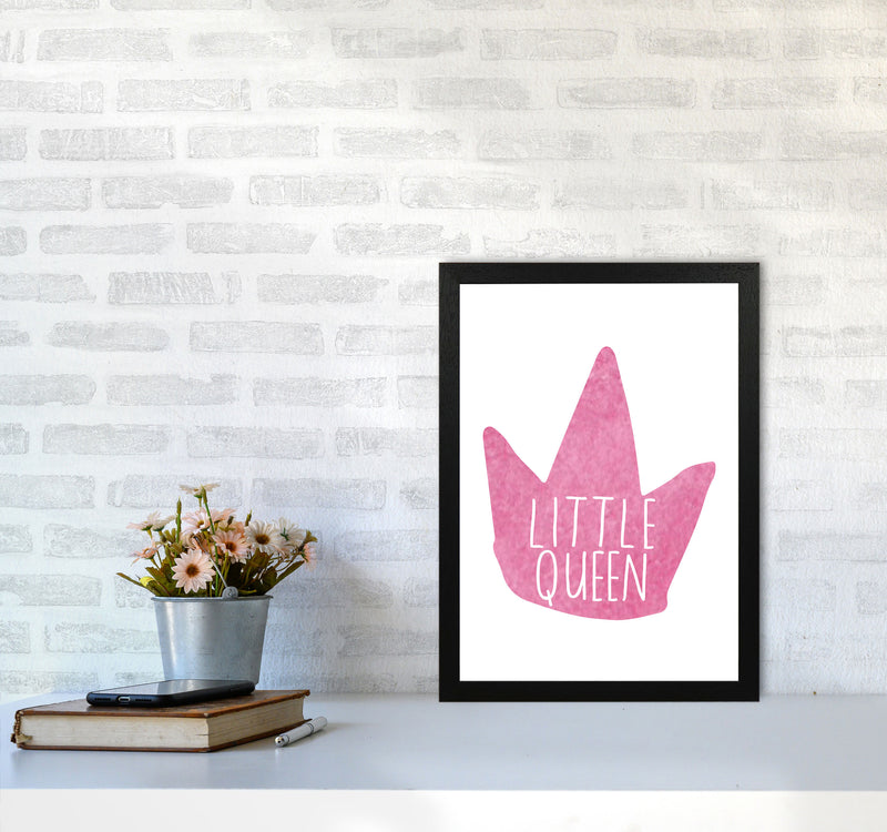 Little Queen Pink Crown Watercolour Modern Print A3 White Frame