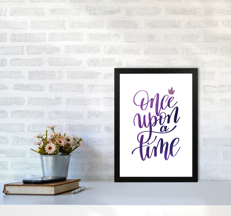 Once Upon A Time Purple Watercolour Modern Print A3 White Frame