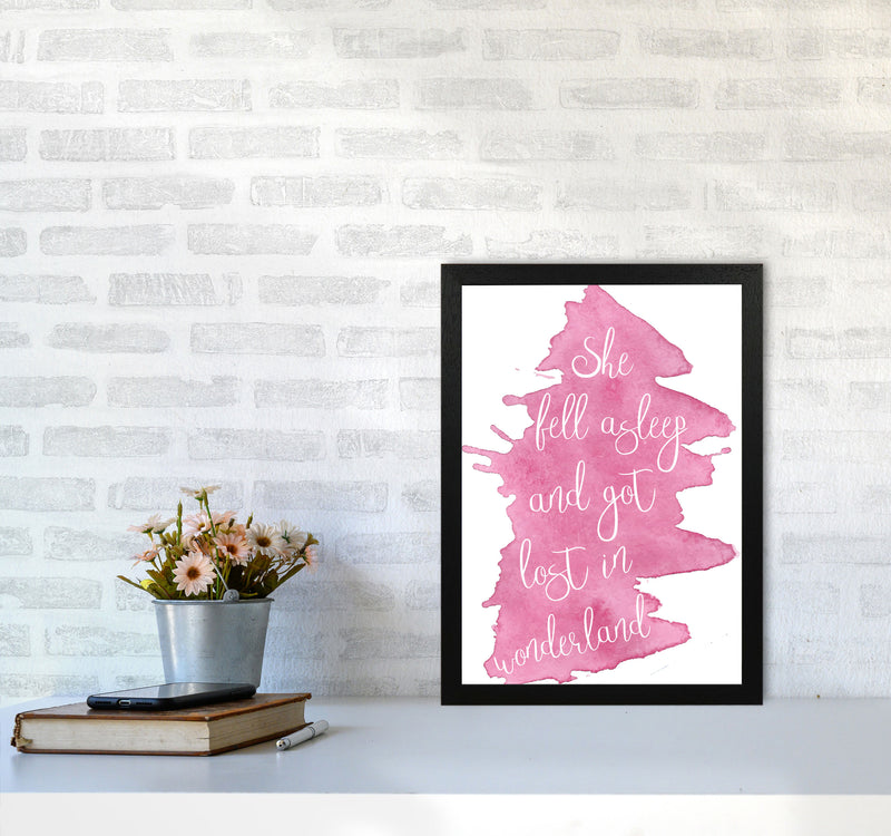 Wonderland Pink Watercolour Modern Print A3 White Frame