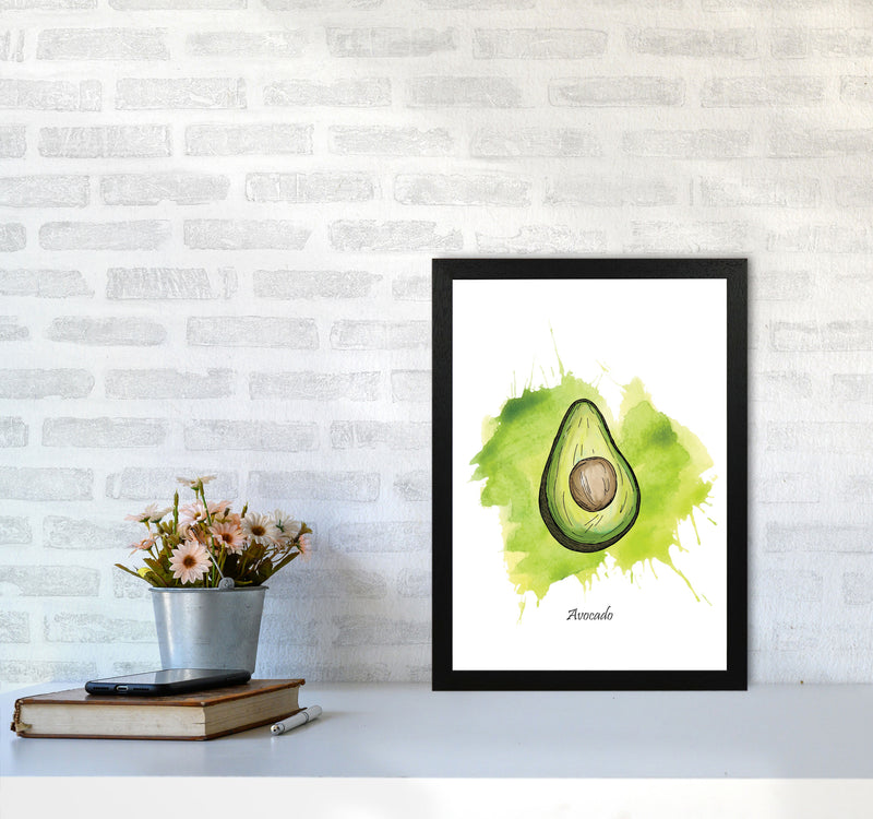 Avocado Modern Print, Framed Kitchen Wall Art A3 White Frame