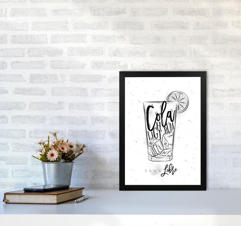 Cuba Libre Cocktail Modern Print, Framed Kitchen Wall Art A3 White Frame