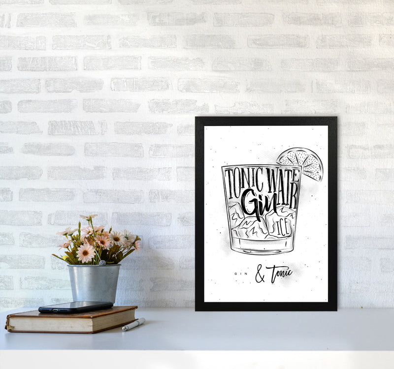 Gin And Tonic Modern Print, Framed Kitchen Wall Art A3 White Frame
