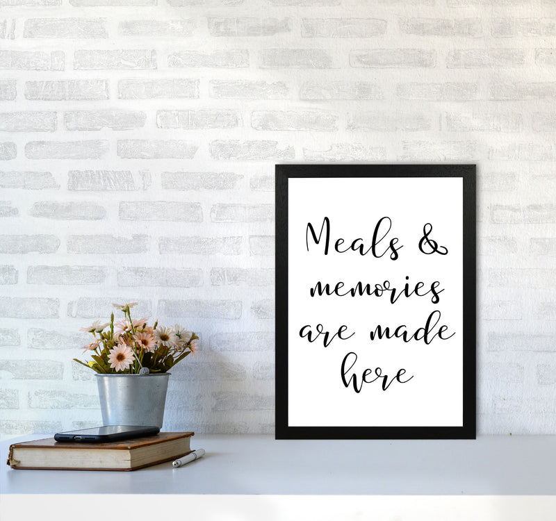 Meals And Memories Modern Print, Framed Kitchen Wall Art A3 White Frame