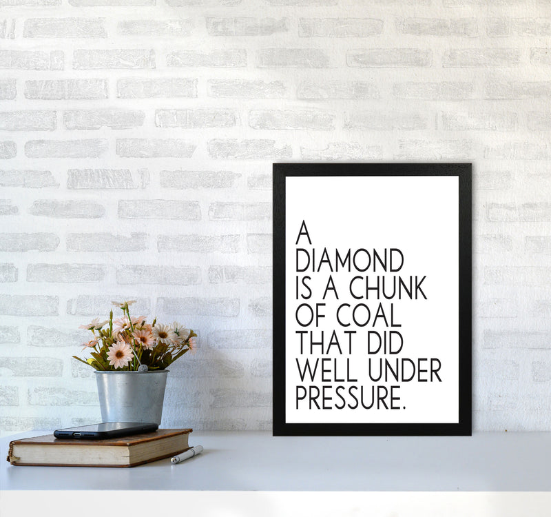 A Diamond Under Pressure Framed Typography Quote Wall Art Print A3 White Frame