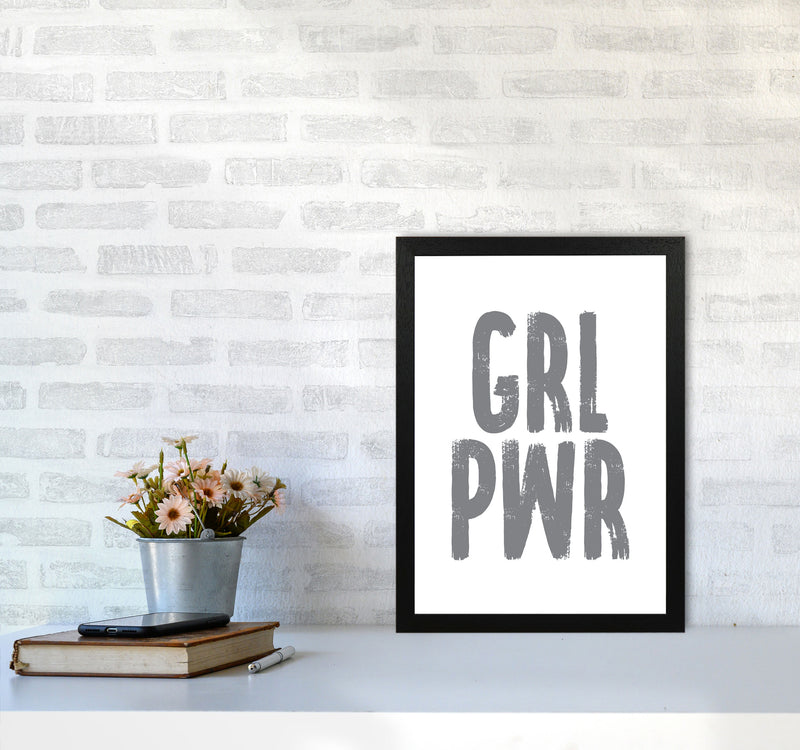 Girl Power Grey Framed Typography Wall Art Print A3 White Frame