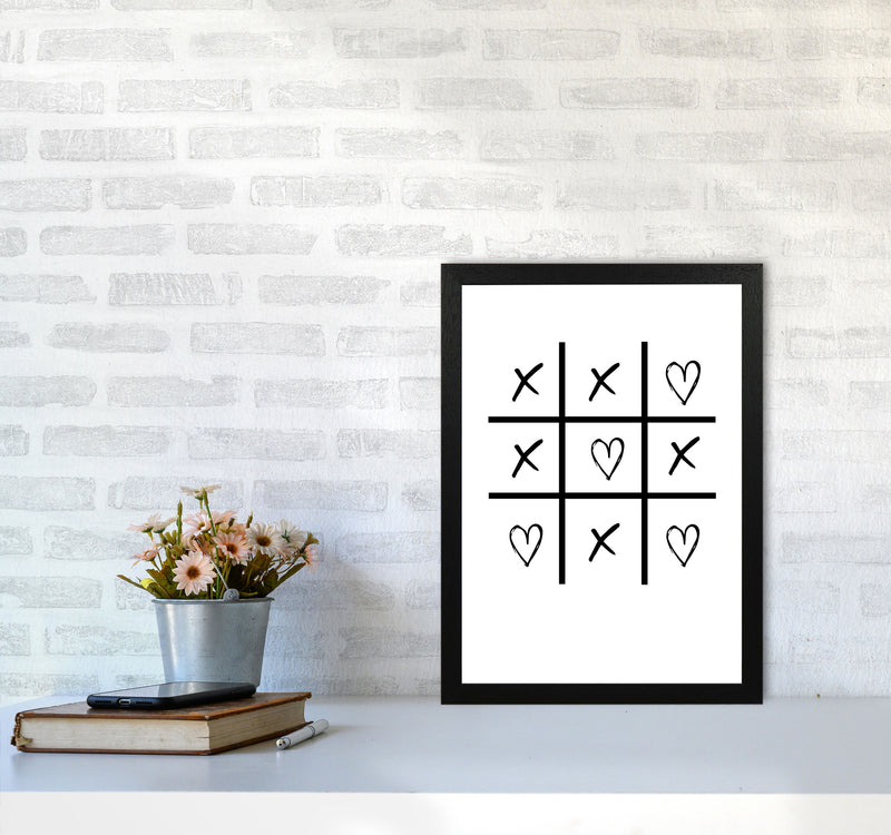 Hearts And Crosses Modern Print A3 White Frame