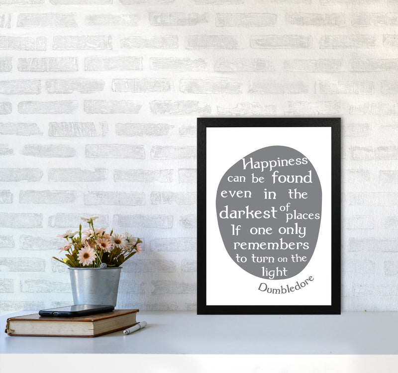 Happiness, Dumbledore Quote Framed Typography Wall Art Print A3 White Frame