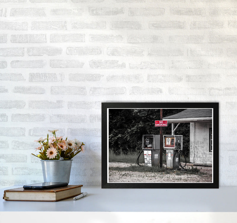 Abandoned Gas Pumps Modern Photography Print A3 White Frame