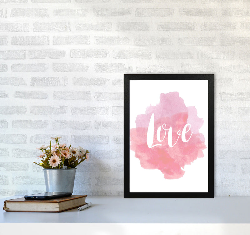 Love Pink Watercolour Modern Print A3 White Frame