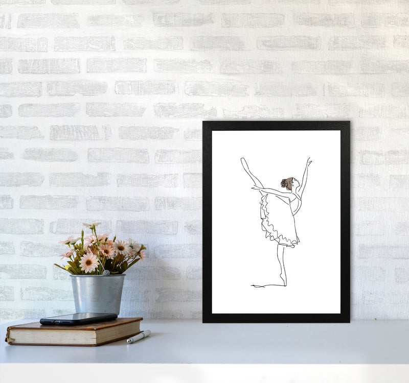 Ballet Dancer Line Drawing Modern Print A3 White Frame