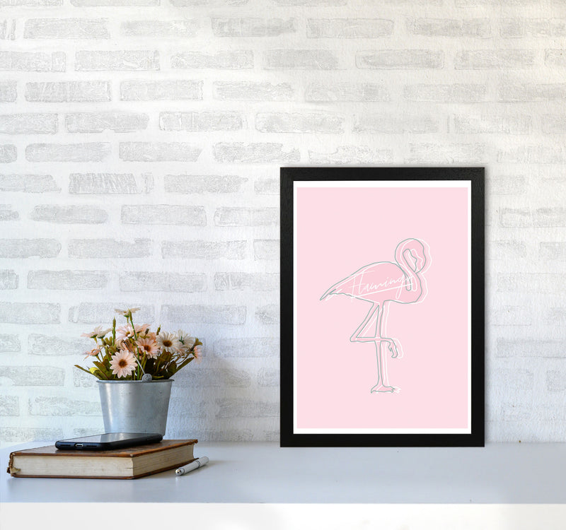 Pink Flamingo Modern Print Animal Art Print A3 White Frame
