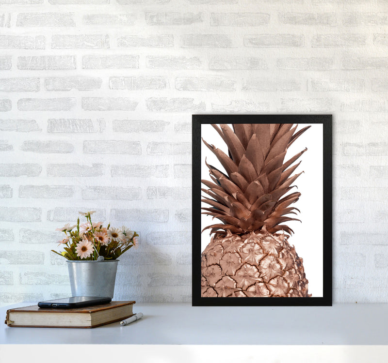 Rose Gold Pineapple Modern Print, Framed Kitchen Wall Art A3 White Frame