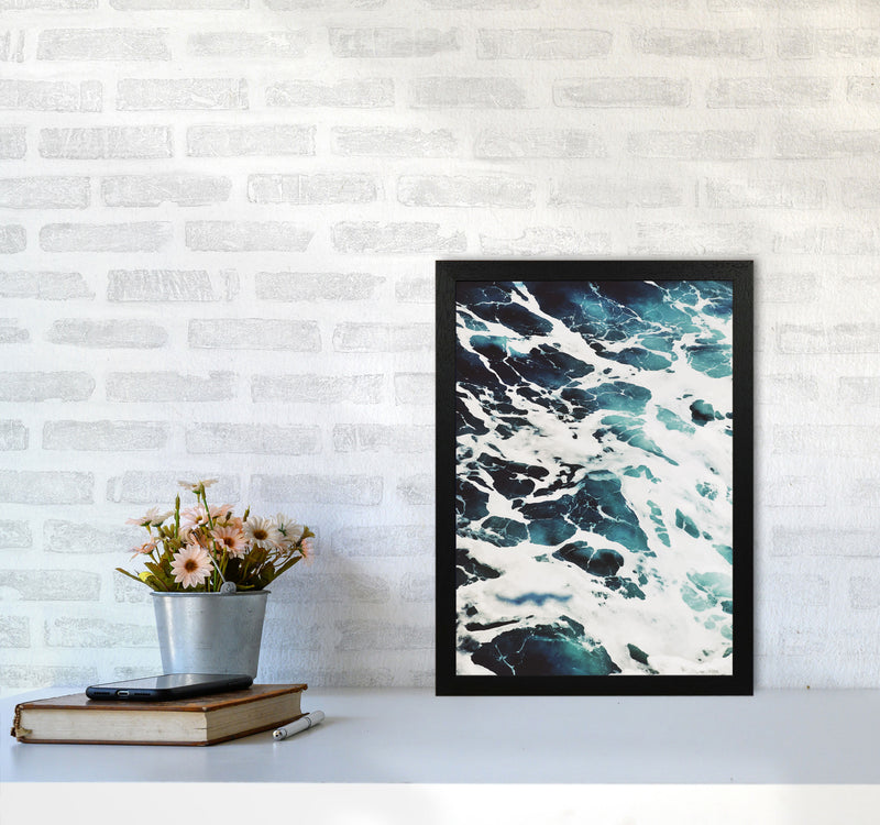 Blue White Water Modern Print, Framed Botanical & Nature Art Print A3 White Frame