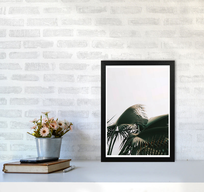 Bushy Palm Leaves Modern Print, Framed Botanical & Nature Art Print A3 White Frame