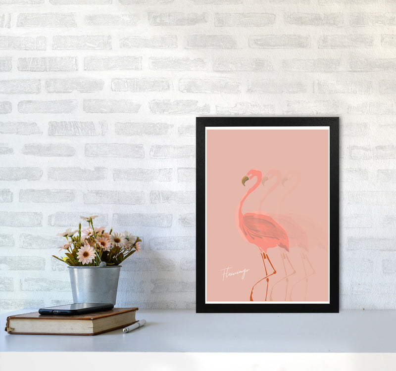Flamingo Shadow Modern Print Animal Art Print A3 White Frame
