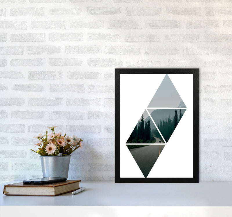 Abstract Triangles And Forest Modern Print A3 White Frame