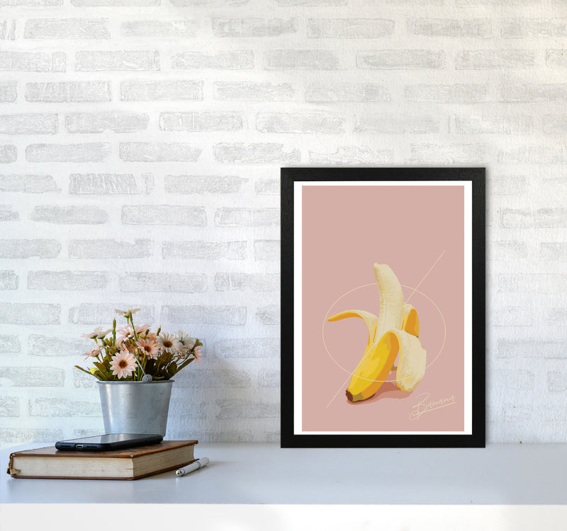 Banana Modern Print, Framed Kitchen Wall Art A3 White Frame