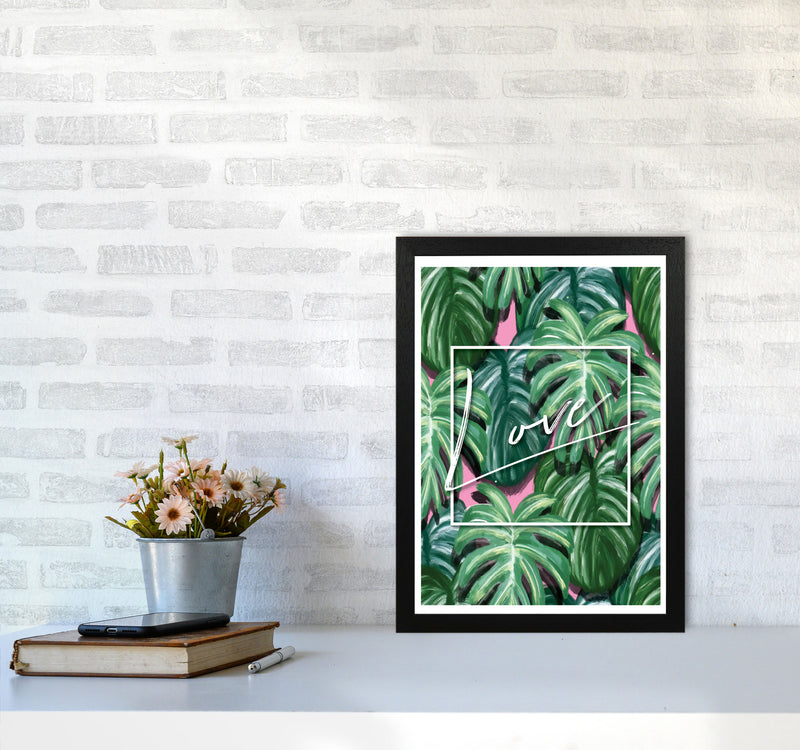 Love Green Leaves Modern Print, Framed Botanical & Nature Art Print A3 White Frame