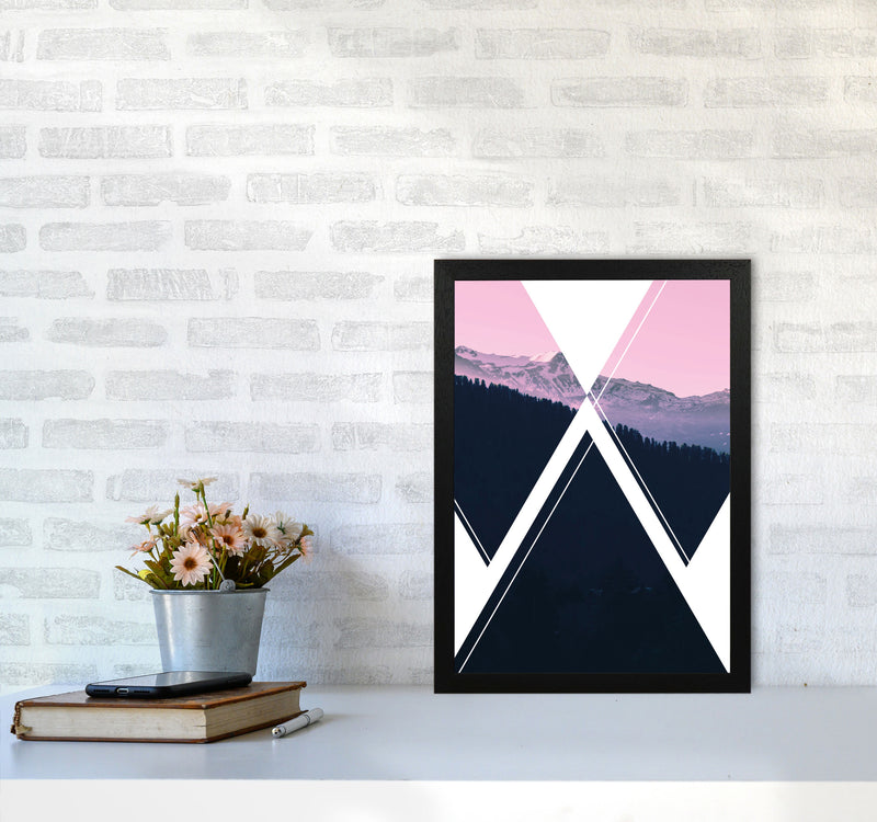 Abstract Pink Mountain Modern Print A3 White Frame