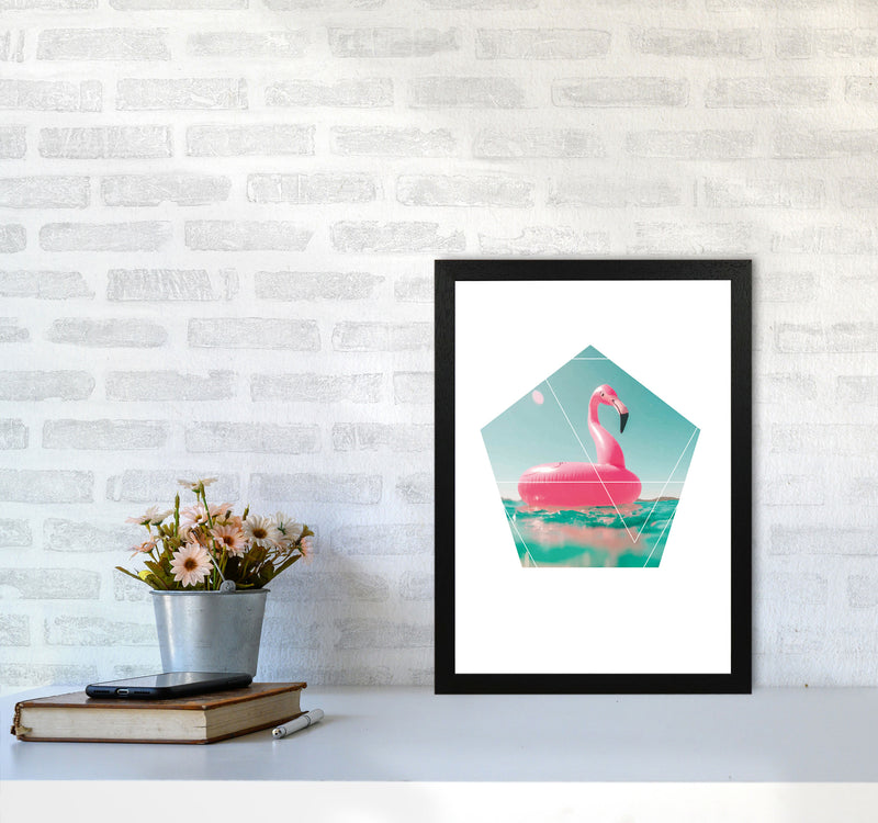 Pink Flamingo Inflatable Modern Print A3 White Frame