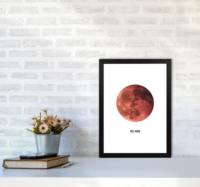 Red Moon Modern Print A3 White Frame
