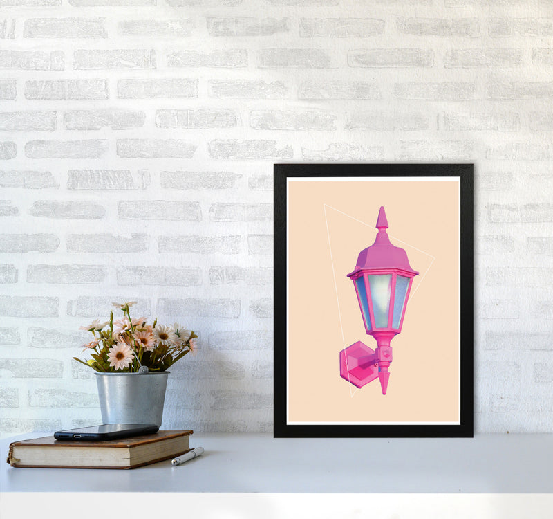 Pink Geo Lamp Modern Print A3 White Frame
