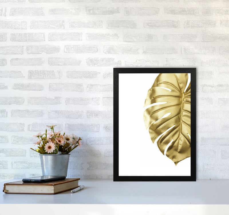 Gold Monstera Modern Print, Framed Botanical & Nature Art Print A3 White Frame