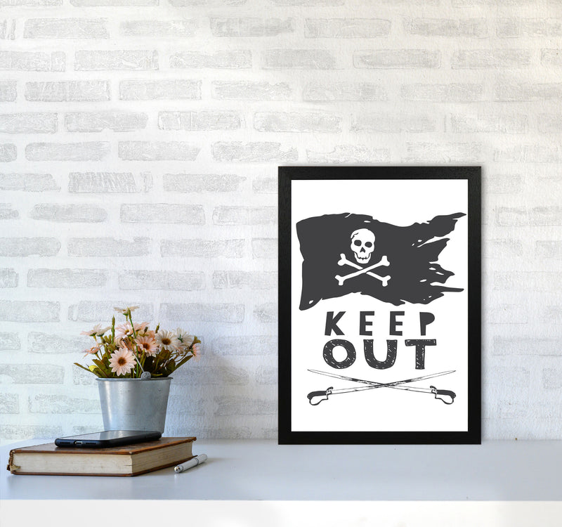 Pirate Keep Out Framed Nursey Wall Art Print A3 White Frame