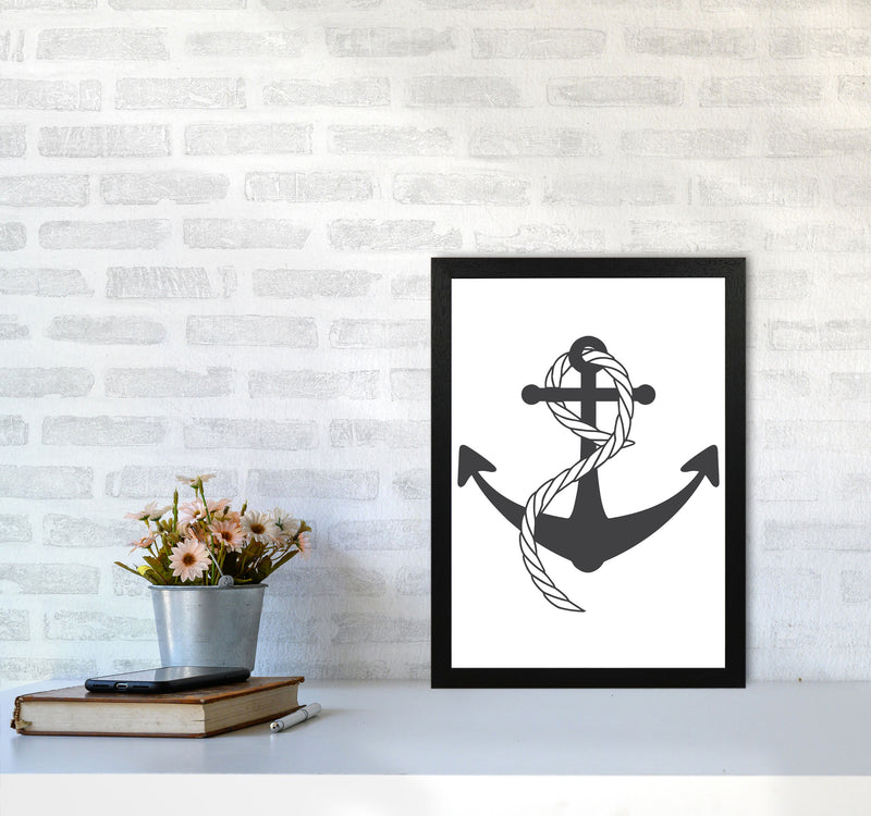 Anchor And Rope Modern Print A3 White Frame