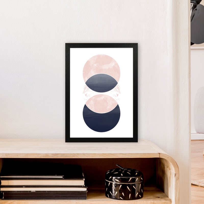 Navy And Marble Pink 1 Art Print by Pixy Paper A3 White Frame