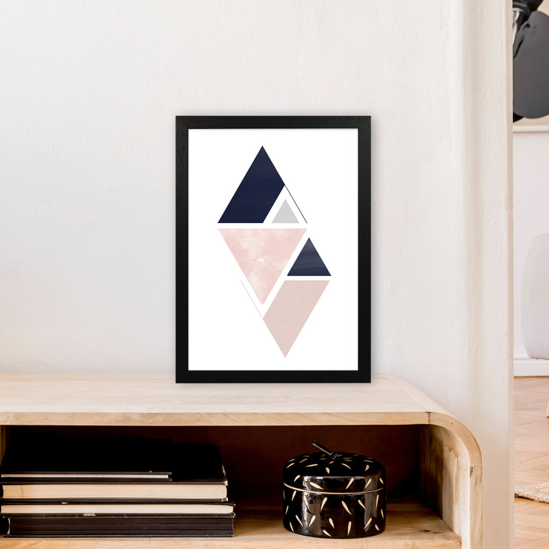 Navy And Marble Pink 3 Art Print by Pixy Paper A3 White Frame
