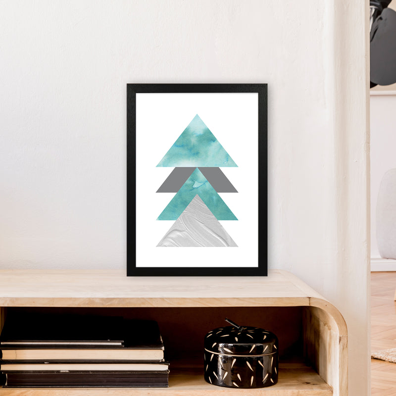 Marble Teal And Silver 2 Art Print by Pixy Paper A3 White Frame
