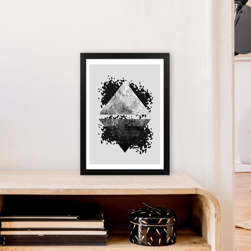 Graffiti Black And Grey Reflective Triangles  Art Print by Pixy Paper A3 White Frame
