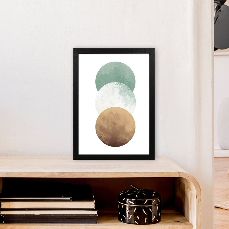 Green And Beige Watercolour Circles Abstract  Art Print by Pixy Paper A3 White Frame