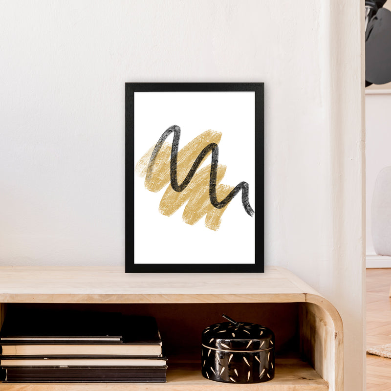 Dalia Chalk Gold And Black Scribbles  Art Print by Pixy Paper A3 White Frame