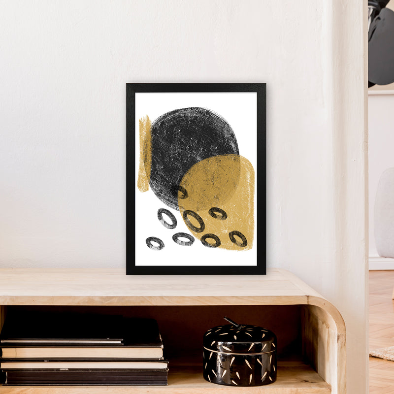 Dalia Chalk Black And Gold Bubbles  Art Print by Pixy Paper A3 White Frame