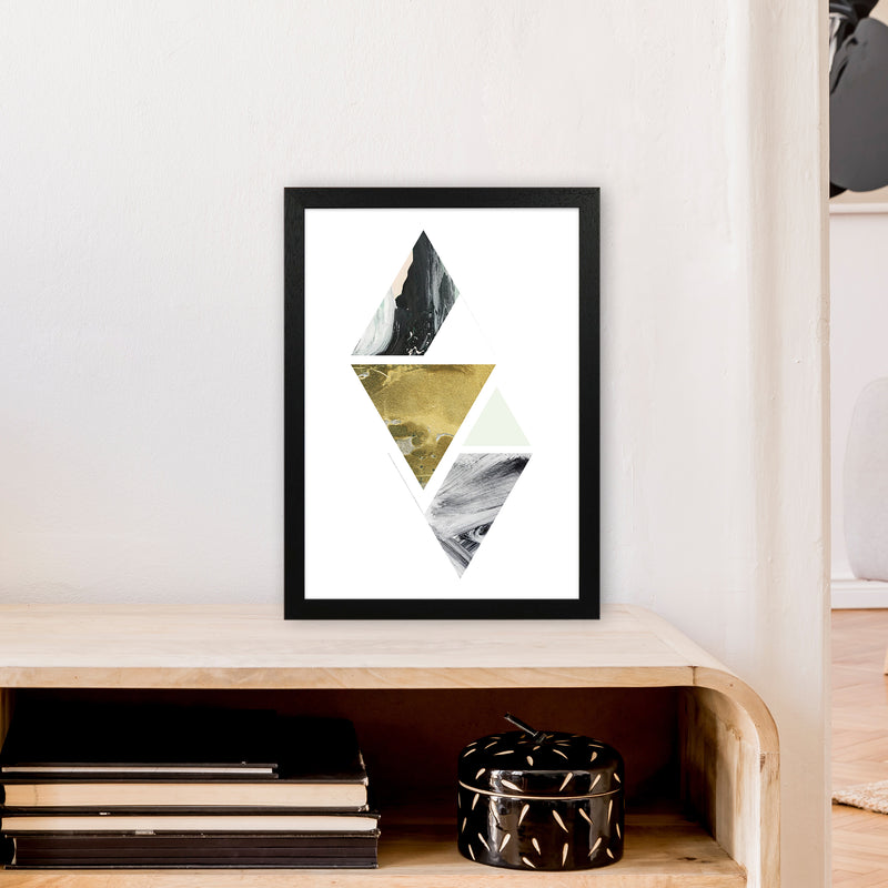 Green Marble Triangles Abstract  Art Print by Pixy Paper A3 White Frame