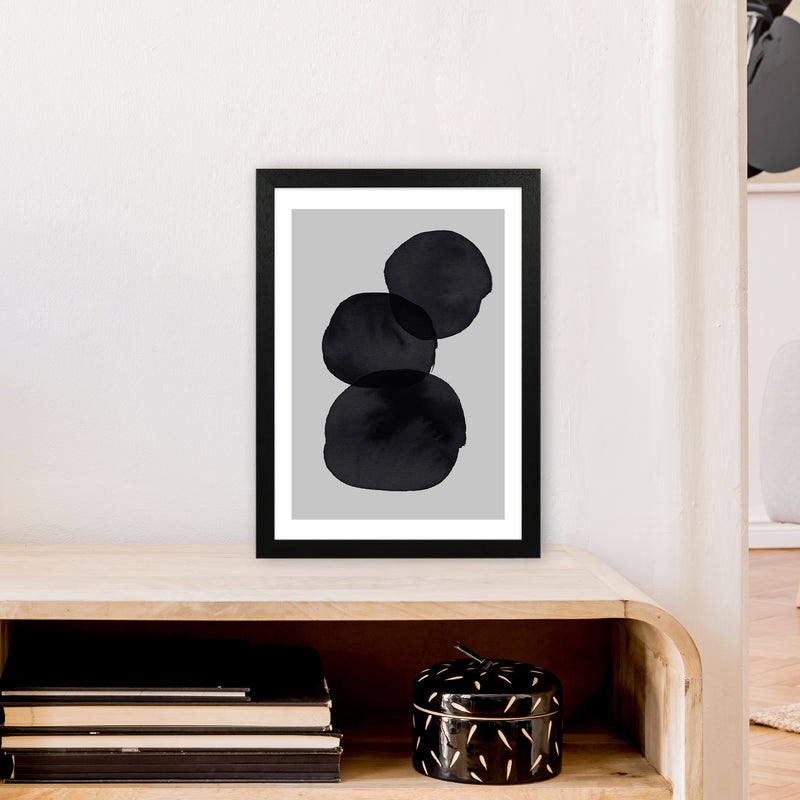 Grey And Black Stacked Circles Art Print by Pixy Paper A3 White Frame