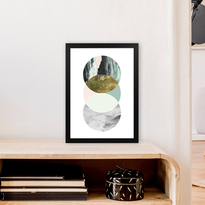 Green Marble Circles Abstract  Art Print by Pixy Paper A3 White Frame