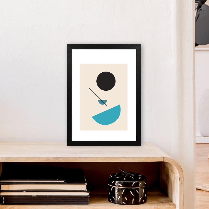 Mita Teal Abstract Shapes N2  Art Print by Pixy Paper A3 White Frame