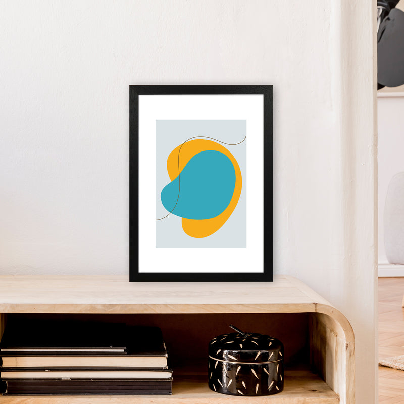Mita Teal Bold Abstract N22  Art Print by Pixy Paper A3 White Frame