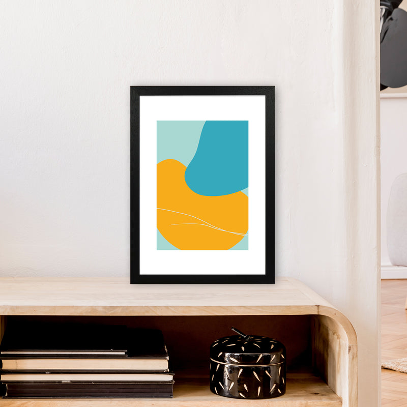 Mita Teal Bold Abstract N20  Art Print by Pixy Paper A3 White Frame