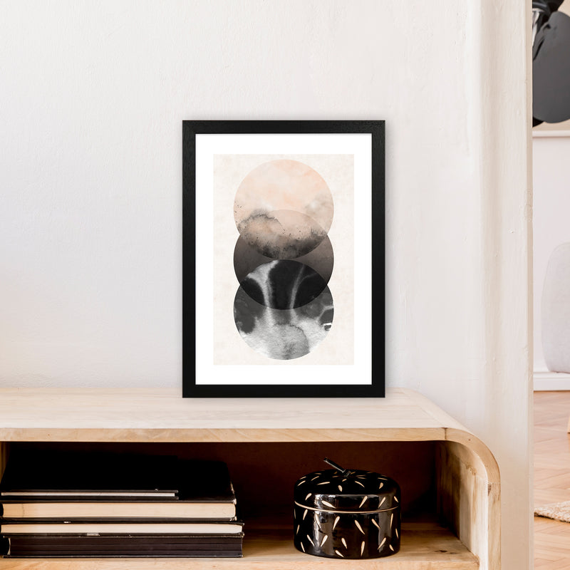 Nude And Pearl Three Circles  Art Print by Pixy Paper A3 White Frame